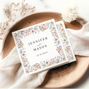 Rustic Wildflower Wedding Bride Groom Paper Napkin