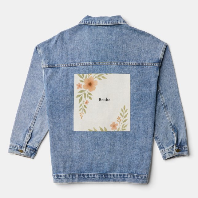 Rustic Wildflower Wedding Denim Jacket (Back)