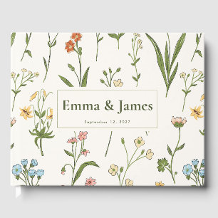Rustic Wildflower Wedding Elegant Floral Keepsake Guest Book