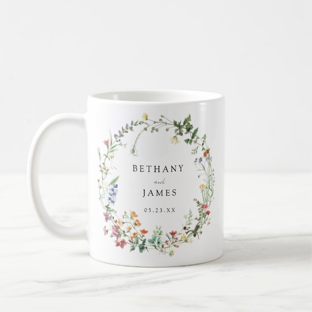 Rustic Wildflower Wedding Favour Coffee Mug (Left)