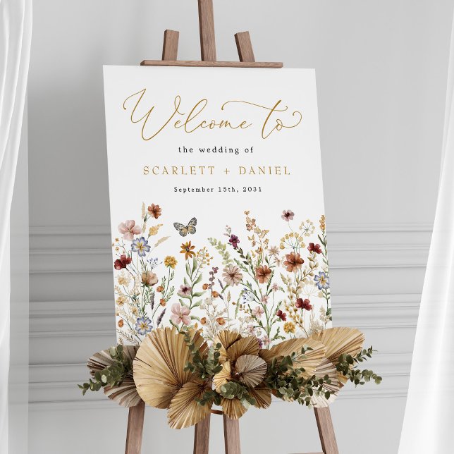 Rustic Wildflower Wedding Garden Flowers Welcome Poster (Creator Uploaded)