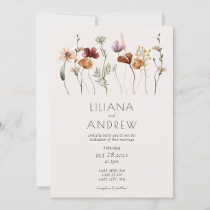 Rustic Wildflower Wedding Invitation