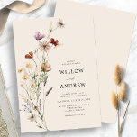 Rustic Wildflower Wedding Invitation<br><div class="desc">Rustic Wildflower Wedding Invitation. Elegant and romantic, this beautiful colour palette of tan, brown, rust, terracotta, and burnt orange is the trending theme for this year's weddings. Rustic dried grass, beautiful flowers, and vintage wildflowers are stunning details for your modern boho-chic wedding. Find matching items in the Tan Boho Wildflower...</div>