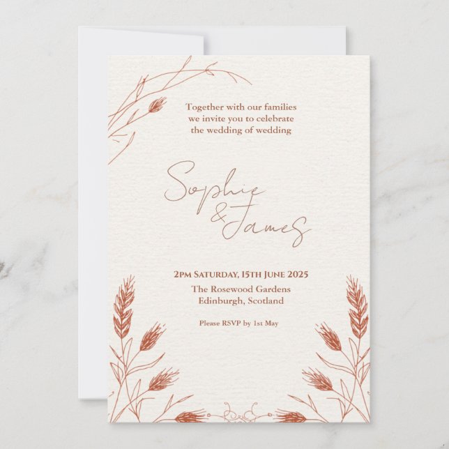 Rustic Wildflower Wedding Invitation (Front)