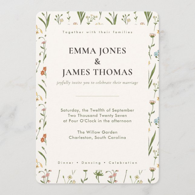 Rustic Wildflower Wedding Invitation (Front)
