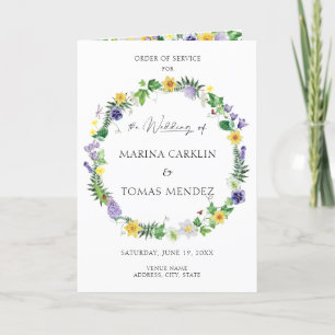 Rustic Wildflower Wedding Order of Service Program Programme