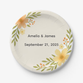 Rustic Wildflower Wedding Paper Plates