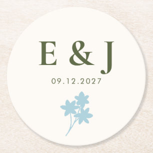 Rustic Wildflower Wedding Personalised Floral Round Paper Coaster