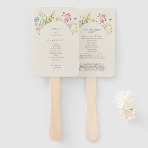 Rustic Wildflower Wedding Program Hand Fan