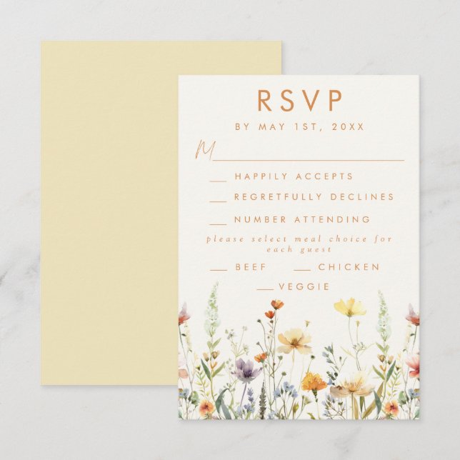 Rustic Wildflower Wedding RSVP Card (Front/Back)