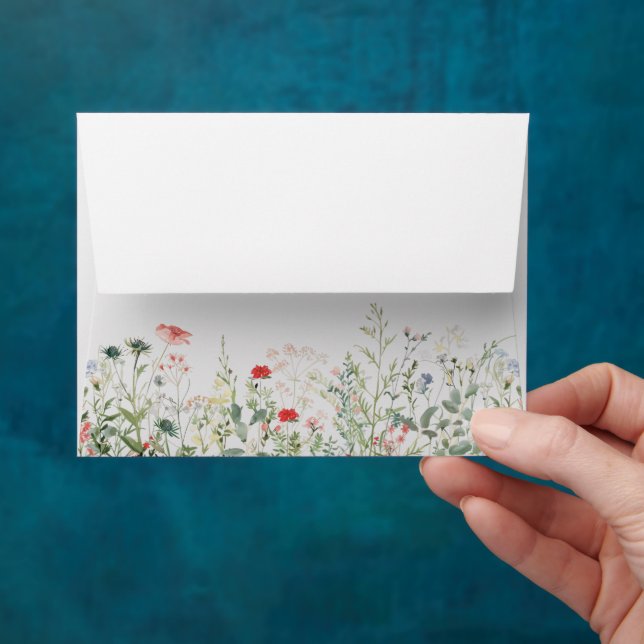 Rustic Wildflower Wedding Self-Addressed RSVP Envelope (Hand)