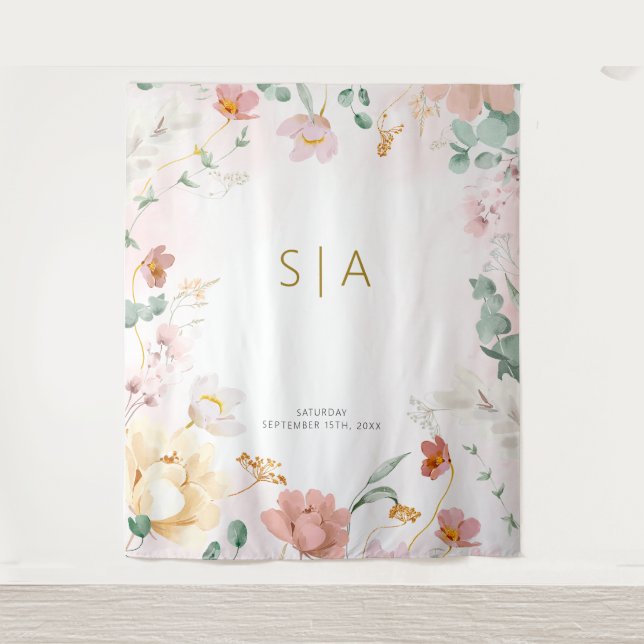 Rustic Wildflower Wedding Tapestry (Front)