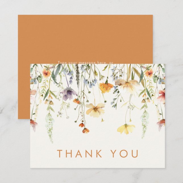 Rustic Wildflower Wedding Thank You Card (Front/Back)