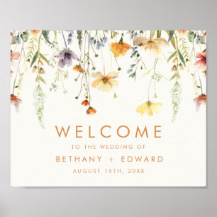 Rustic Wildflower Wedding Welcome Poster