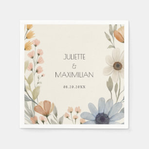 Rustic Wildflower Wreath Garden Wedding Napkin