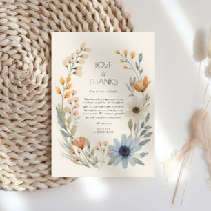 Rustic Wildflower Wreath Garden Wedding Thank You Card