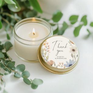 Rustic Wildflower Wreath Thank You Wedding Favour  Classic Round Sticker