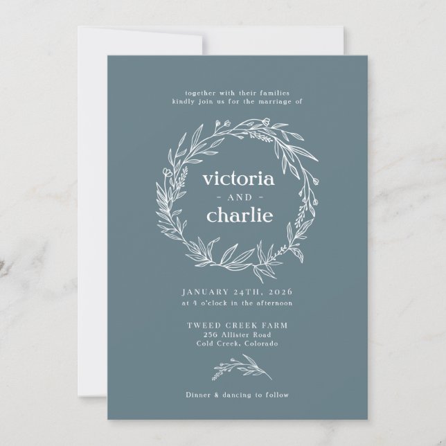 Rustic Wildflower Wreath Wedding Invitation (Front)