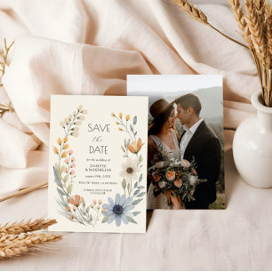 Rustic Wildflower Wreath Wedding Save The Date Invitation