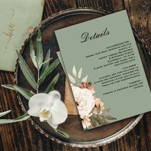 Rustic Wildflowers and Sage Green Wedding Details Enclosure Card