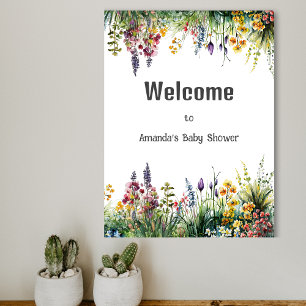 Rustic Wildflowers Boho Chic Floral Baby Shower Poster
