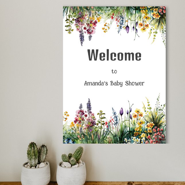 Rustic Wildflowers Boho Chic Floral Baby Shower Poster (Creator Uploaded)
