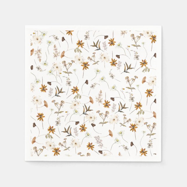 Rustic Wildflowers Bridal Shower Napkin (Front)