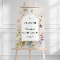 Rustic Wildflowers Christening A2 size Welcome