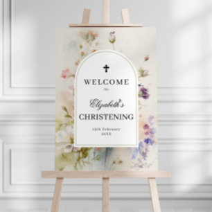 Rustic Wildflowers Christening A2 size Welcome Poster