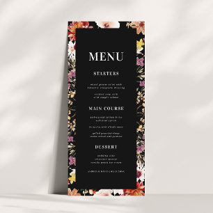 Rustic Wildflowers Dark Blooms Black Wedding   Menu