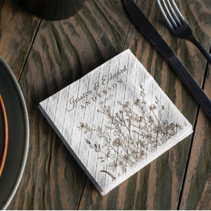 Rustic Wildflowers Earthy Floral Personalised Napkin