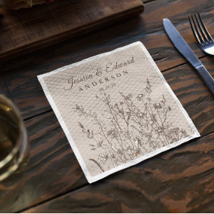 Rustic Wildflowers Earthy Floral Personalised Pape Napkin