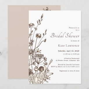 Rustic Wildflowers Fall Bridal Shower Invitation
