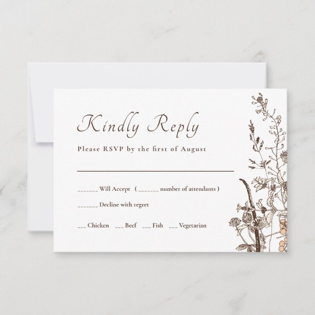 Rustic Wildflowers Fall Floral Wedding RSVP (Front)