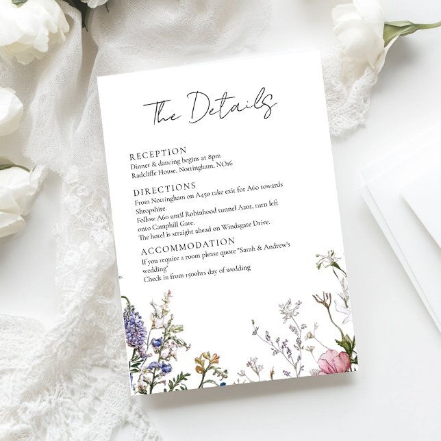 Rustic Wildflowers Floral Wedding Details Card (Creator Uploaded)
