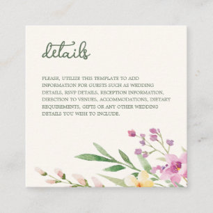 Rustic Wildflowers Floral Wedding  Enclosure Card