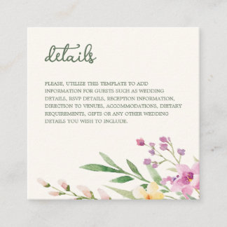 Rustic Wildflowers Floral Wedding Enclosure Card