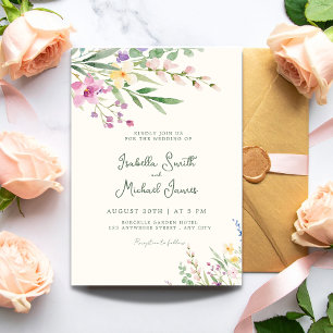 Rustic Wildflowers Floral Wedding Invitation