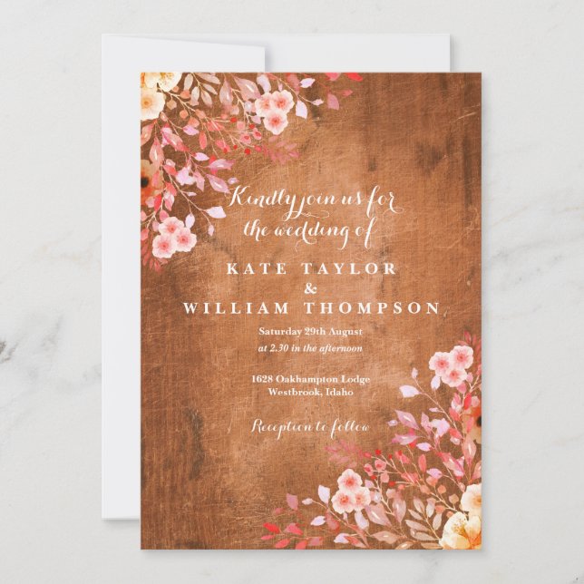Rustic Wildflowers Floral Wedding Invitation (Front)