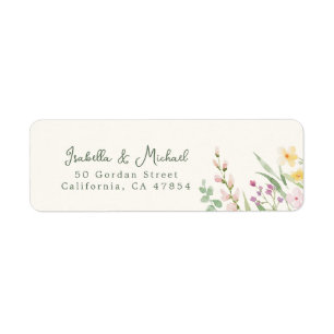 Rustic Wildflowers Floral Wedding Return Address
