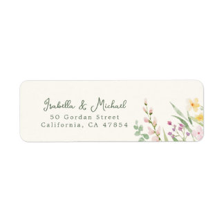 Rustic Wildflowers Floral Wedding Return Address