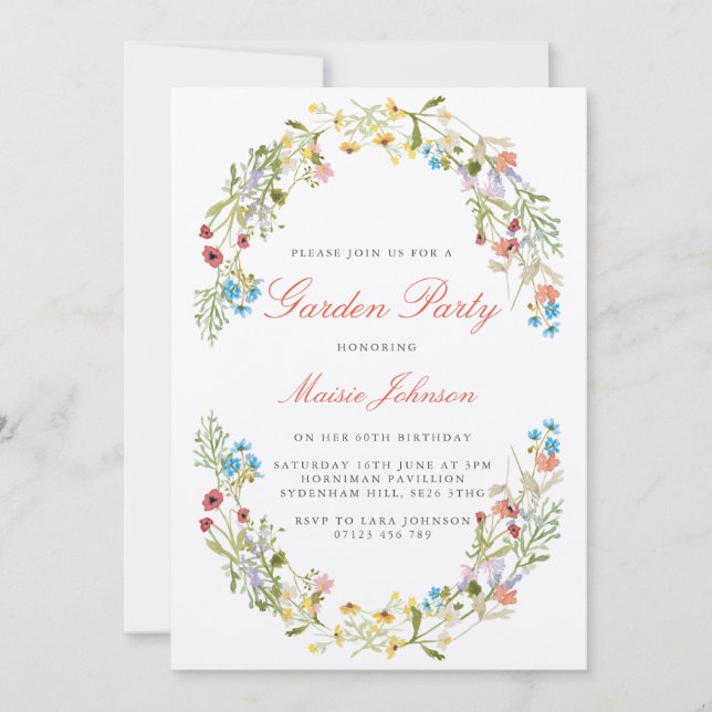 Rustic Wildflowers Garden Party Birthday Invitation (Front)