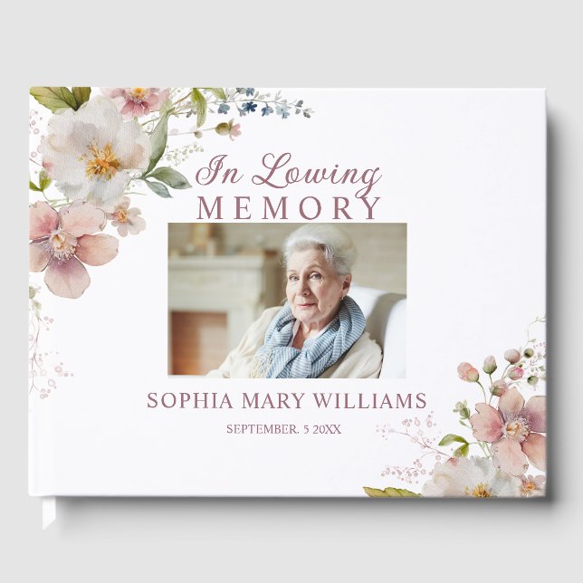 Rustic Wildflowers In loving Memory Guest Book (Front)
