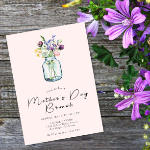 Rustic Wildflowers Mason Jar Mother’s Day Brunch Invitation