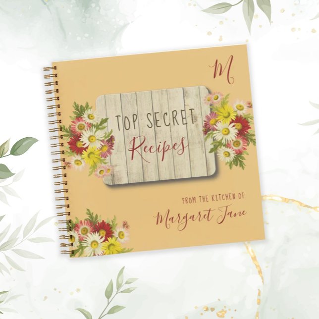 Rustic wildflowers monogram name recipes journal (Creator Uploaded)
