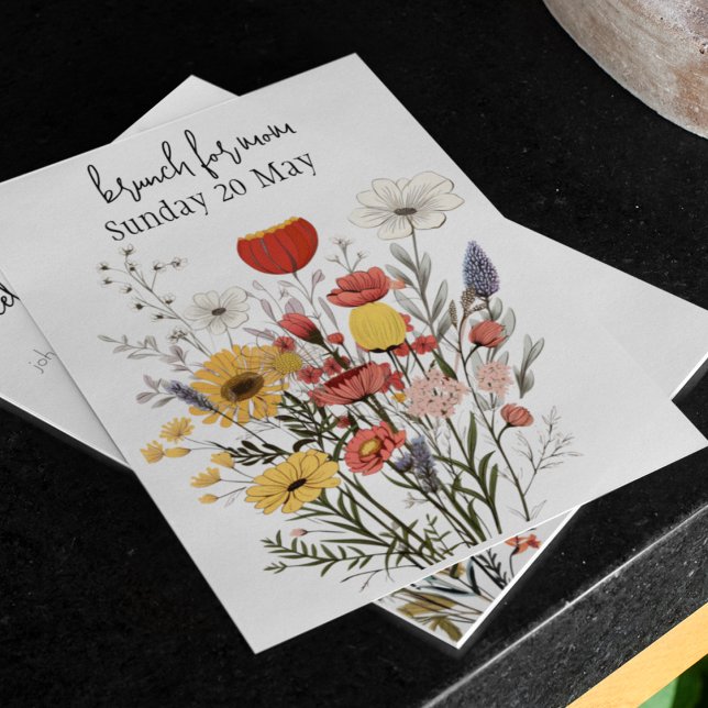 Rustic Wildflowers Mother's Day Brunch Invitation (Rustic wildflower customizable Mother's Day Brunch invitation. )