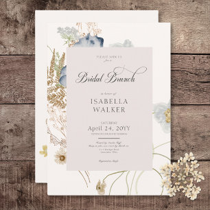 Rustic Wildflowers on Cream Bridal Brunch Invitation