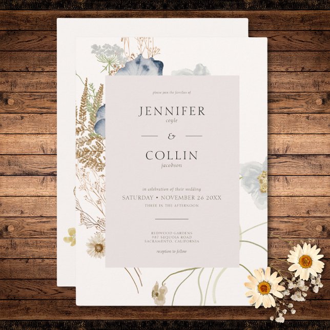 Rustic Wildflowers on Cream Wedding Invitation (Rustic Wildflowers on Cream Wedding Invitation)