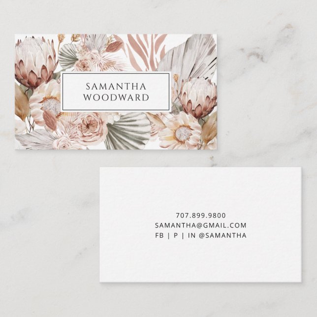 Rustic Wildflowers Protea Calling Card (Front/Back)