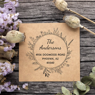 Rustic Wildflowers Round Self Inking Address Stamp